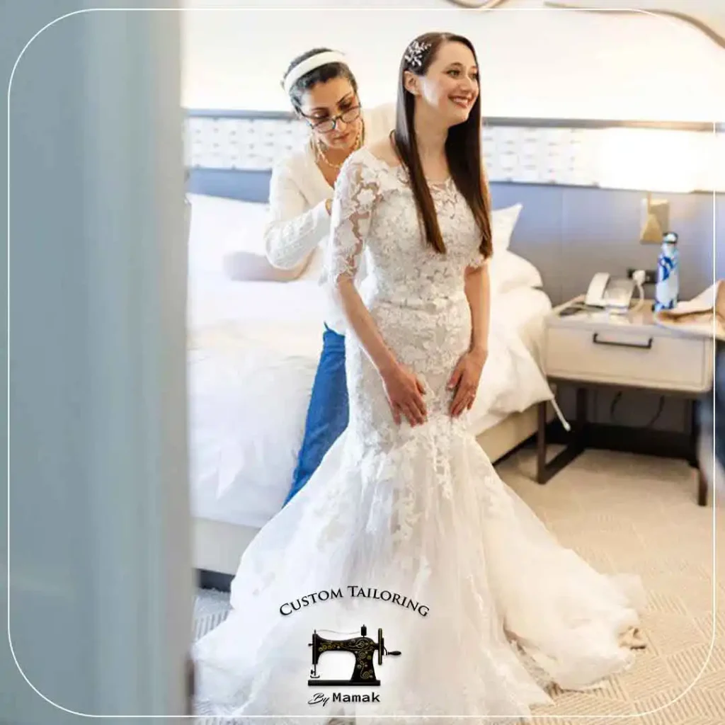 wedding dress alterations and resizing San Diego by Mamak custom tailoring perfect fit adjustments