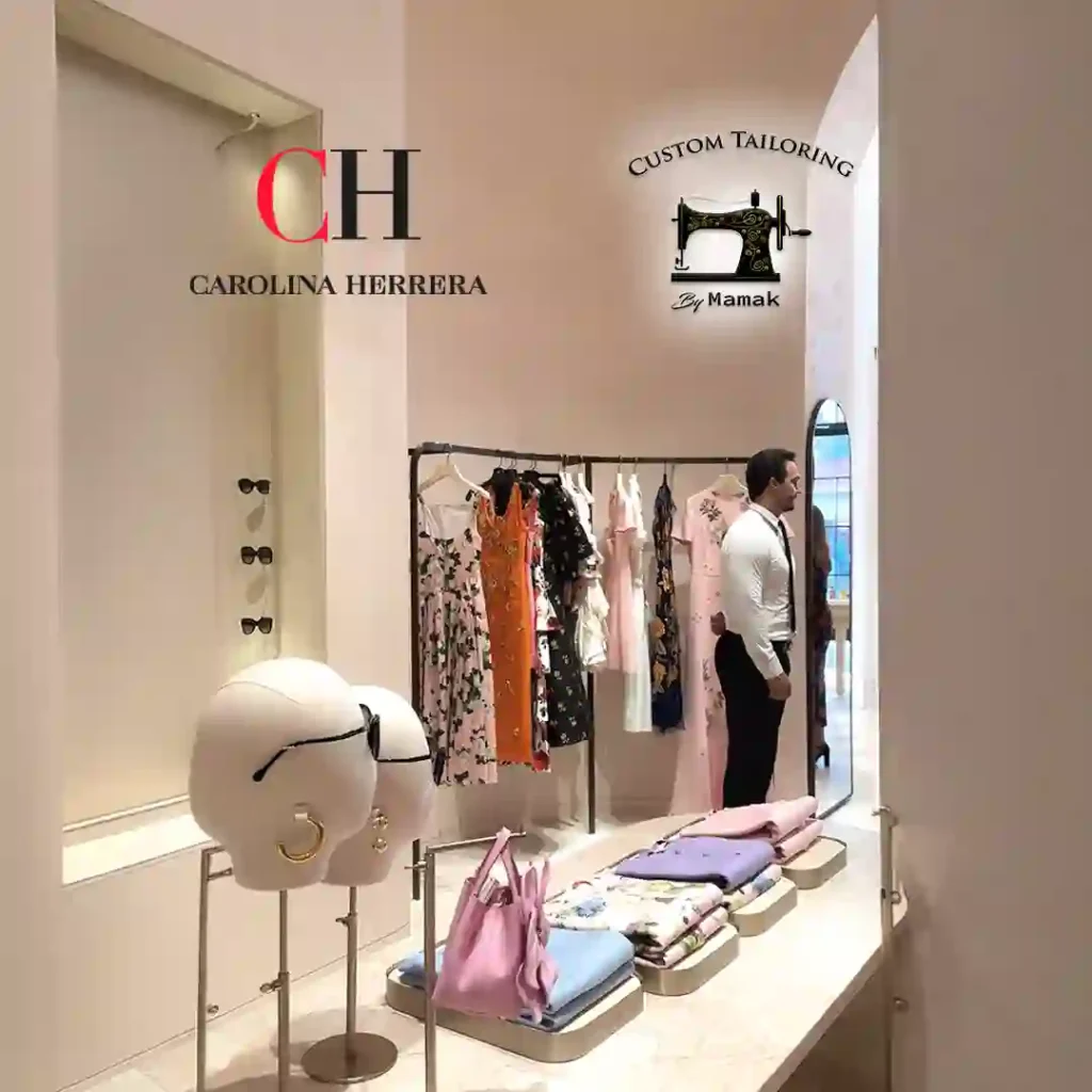 Custom Mamak at a luxury fashion event showcasing elegant dresses, accessories, and custom tailoring inspiration